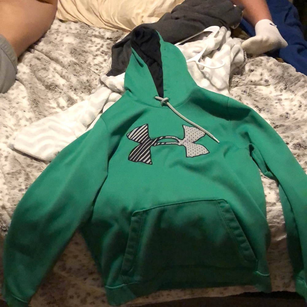 2 sweatshirts, blue hurley, green under armor. both mens size small
